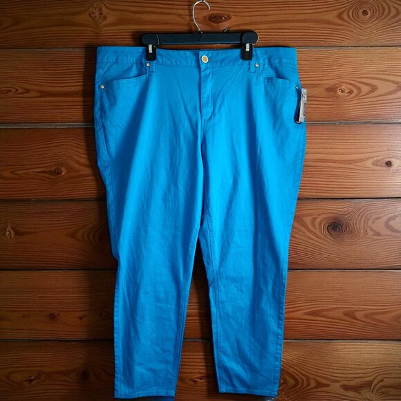 New Directions NWT Plus Blue Straight Leg Jeans 22W Crystal Pockets Chic Casual - Picture 1 of 9